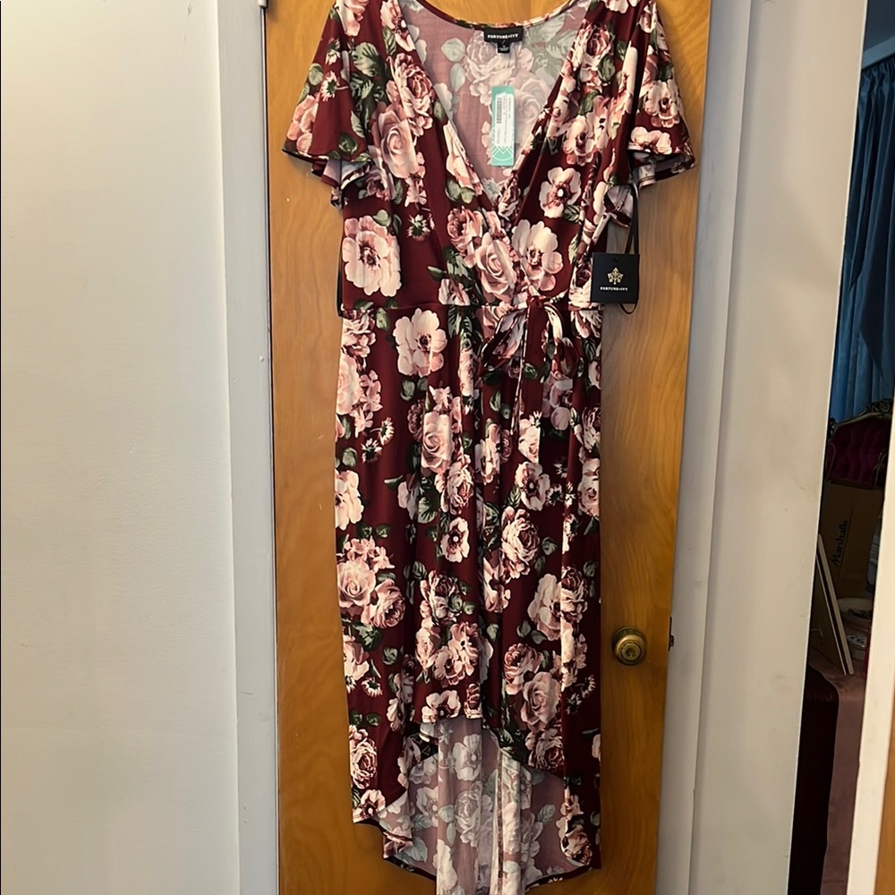 Floral Burgundy Dress